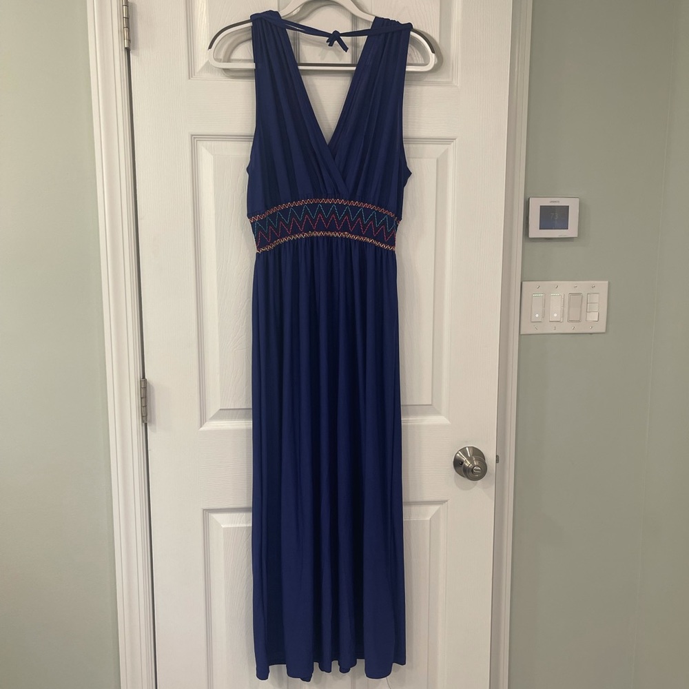 NWT blue shirred waist maxi dress